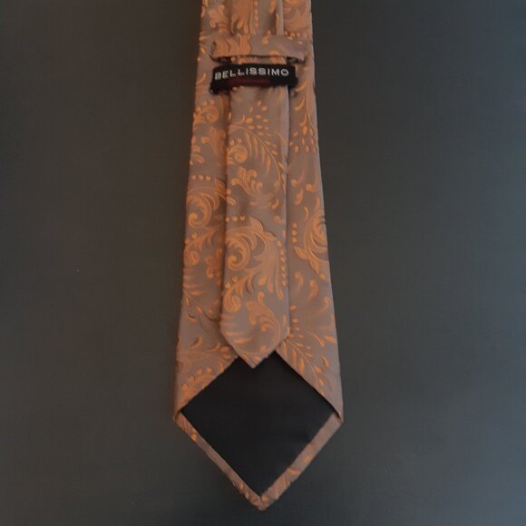Bellissimo Taupe & Rusty Orange Swirling Abstract Men's Tie ⚡ 3 for $55⚡ - Picture 8 of 10